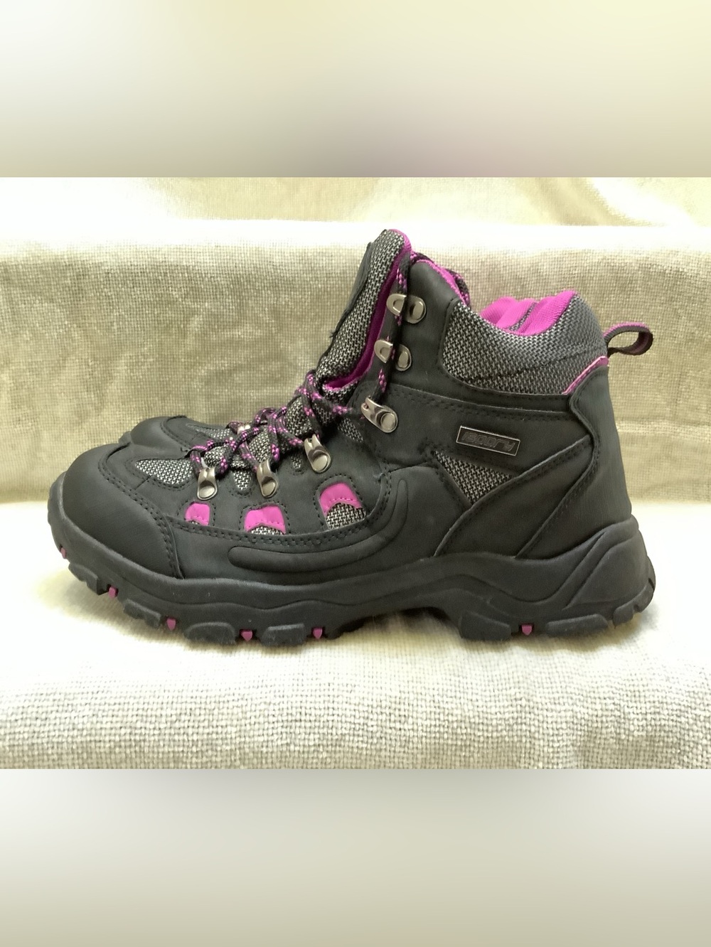Mountain Warehouse Adventurer Ankle Boots-Black & Purple-Lace Up-Waterproof-9M - Picture 2 of 9